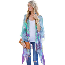 Womens Casual Print Kimono Loose Cardigan Chiffon Tops Cover up Blouse  J4U66