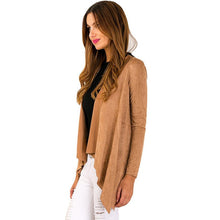 Women Blusas Casual Loose Knit Waterfall Cardigan Jacket Long Sleeve Irregular Sweater Coat J4U66