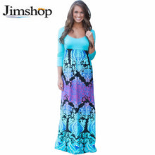 Women Long Sleeve Printed Patchwork Dress Fashion Maxi Dress Bohemian Beach Vestidos  J4U66