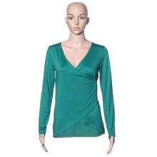 Coming Women Sexy V Neck Shirt Punk Long Sleeve Slim Tops Blouse Size XXL J4U66