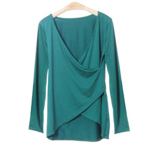 Coming Women Sexy V Neck Shirt Punk Long Sleeve Slim Tops Blouse Size XXL J4U66