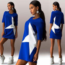 FashionWomen Casual Loose Star Printed Half Sleeve Short Mini Dress  J4U66
