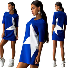 FashionWomen Casual Loose Star Printed Half Sleeve Short Mini Dress  J4U66