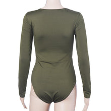 Fashion Deep V Neck Sexy Womens Long Sleeve Lace up Bandage Bodysuit Crop Tops Shirt Jumpsuit J4U66