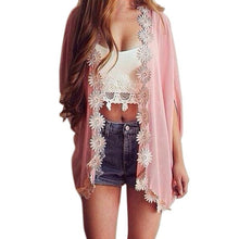 Fashion Design Women Ethnic Lace Flower Loose Kimono Cardigan Jacket Blouse Tops  J4U66