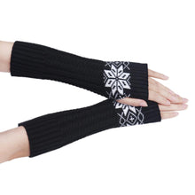 Fashion Women's Warm Snow Pattern Knitting Half Fingerless Gloves Hand Arm Gloves Women  J4U66