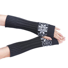 Fashion Women's Warm Snow Pattern Knitting Half Fingerless Gloves Hand Arm Gloves Women  J4U66