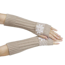 Fashion Women's Warm Snow Pattern Knitting Half Fingerless Gloves Hand Arm Gloves Women  J4U66