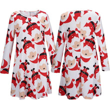 Ladies Women Long Sleeve Olaf Santa Printing Party Swing Dress Fast Shipping J4U66