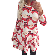 Ladies Women Long Sleeve Olaf Santa Printing Party Swing Dress Fast Shipping J4U66