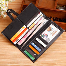 Men Long Section Button Bifold Business Leather Wallet Card Coin Wallet Purse Husband Boyfriend Gift J4U66