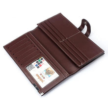 Men Long Section Button Bifold Business Leather Wallet Card Coin Wallet Purse Husband Boyfriend Gift J4U66