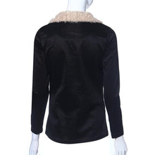 Patchwork Women's Fur Collar Outwear Cardigan Coat Black  J4U66