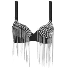 Sexy Bras Women Party All-over Spike Rivet Tassels Metallic Punk Dance Bra J4U66