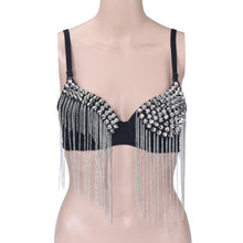 Sexy Bras Women Party All-over Spike Rivet Tassels Metallic Punk Dance Bra J4U66