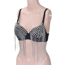 Sexy Bras Women Party All-over Spike Rivet Tassels Metallic Punk Dance Bra J4U66