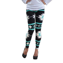 Skinny Pants Geometric Print Stretchy Leggings Plus Size  J4U66
