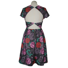 Women Slim Floral Print Dresses Elegant Short Sleeve Backless Dress Sexy Bodycon Mini Dress J4U66
