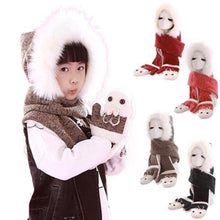 Warm And Hats Scarves Gloves Three-Piece Children's Bunny Boys And Girls Gift J4U66
