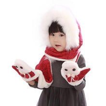 Warm And Hats Scarves Gloves Three-Piece Children's Bunny Boys And Girls Gift J4U66