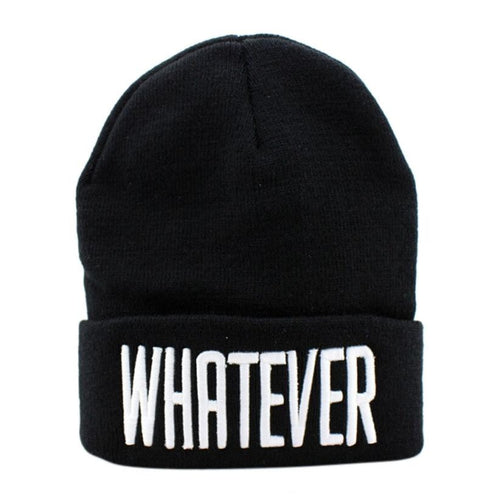 Black and White WHATEVER Beanie Hat And Snapback Men And Women Cap  J4U66