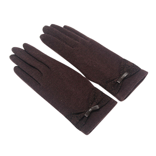 Elegant Women Fashion Lace Bowknot Cashmere Gloves Warmer Fast Shipping J4U66