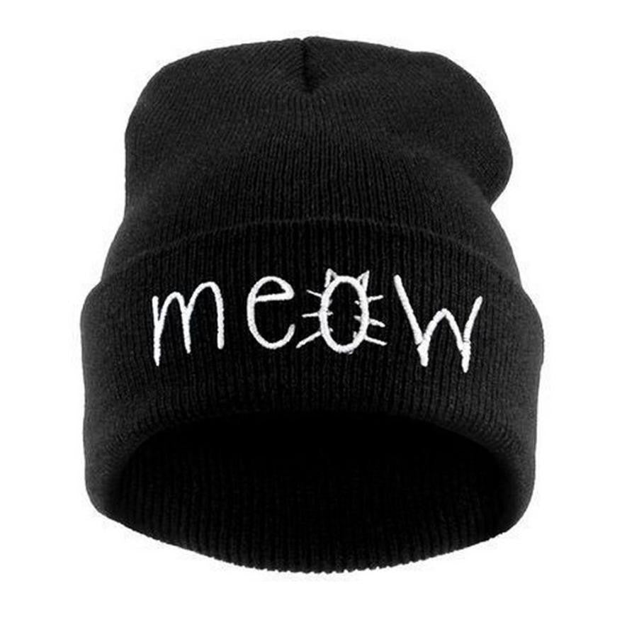 Hat Knitting MEOW Beanie Hat And Snapback Men And Women Hiphop Cap  J4U66