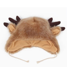 Women Ladies Fur Russian Pillbox Hat Women's Warm Hat Elk Horn  J4U66