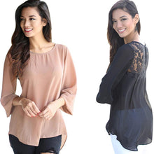 Women Long Sleeve Chiffon Casual Blouse Shirt Tops Lace Blouses Fast Shipping J4U66