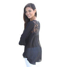 Women Long Sleeve Chiffon Casual Blouse Shirt Tops Lace Blouses Fast Shipping J4U66