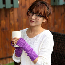 Women's Warm Long Paragraph Knitting Half Fingerless Gloves Fast Shipping J4U66