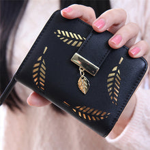 Quality Guarantee Women Fashion Leaf Bifold Wallet Leather Clutch Card Holder Purse Lady Short Handbag carteras J4U66