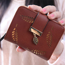 Quality Guarantee Women Fashion Leaf Bifold Wallet Leather Clutch Card Holder Purse Lady Short Handbag carteras J4U66