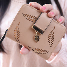 Quality Guarantee Women Fashion Leaf Bifold Wallet Leather Clutch Card Holder Purse Lady Short Handbag carteras J4U66