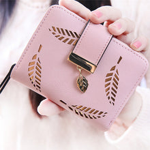 Quality Guarantee Women Fashion Leaf Bifold Wallet Leather Clutch Card Holder Purse Lady Short Handbag carteras J4U66