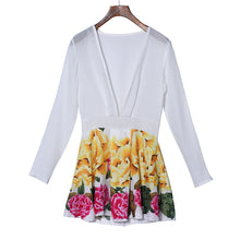 S/M/L/XL Clothes China Women Chiffon Long Sleeve Party Flower Print Casual Dress Mini Dress J4U66