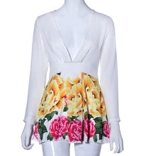 S/M/L/XL Clothes China Women Chiffon Long Sleeve Party Flower Print Casual Dress Mini Dress J4U66