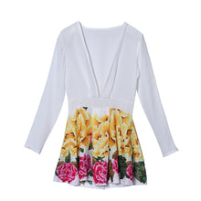 S/M/L/XL Clothes China Women Chiffon Long Sleeve Party Flower Print Casual Dress Mini Dress J4U66