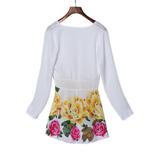S/M/L/XL Clothes China Women Chiffon Long Sleeve Party Flower Print Casual Dress Mini Dress J4U66