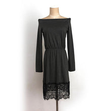 Sexy Off Shoulder Women Lace Splice Long Sleeve Bodycon Evening Party Mini Dress Plus Size J4U66