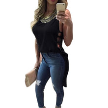 Sexy Womens Casual Chiffon VTop Sleeveless Hollow Blouse Tank Tops  J4U66
