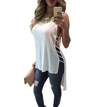 Sexy Womens Casual Chiffon VTop Sleeveless Hollow Blouse Tank Tops  J4U66