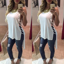 Sexy Womens Casual Chiffon VTop Sleeveless Hollow Blouse Tank Tops  J4U66