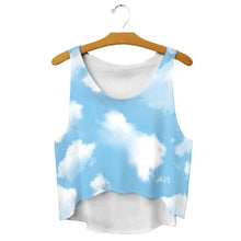 Casual Womens Emoji/Flaky Clouds/Toothy Smile Tank Top VBlouse Sleeveless Cartoon Crop T-Shirt J4U66