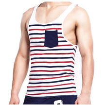 Fashion Men's Stripes Tank Top Muscle Sleeveless T-Shirt Cotton Men's Tanks Underwear M~XL Fast Shipping J4U66