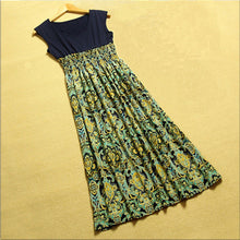Women Flower Floral Print Bohemia Sleeveless VLong Beach Dress for Ladies ing Vestidos J4U66