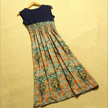 Women Flower Floral Print Bohemia Sleeveless VLong Beach Dress for Ladies ing Vestidos J4U66