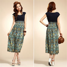 Women Flower Floral Print Bohemia Sleeveless VLong Beach Dress for Ladies ing Vestidos J4U66
