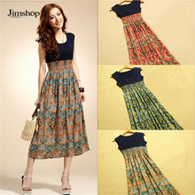 Women Flower Floral Print Bohemia Sleeveless VLong Beach Dress for Ladies ing Vestidos J4U66