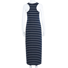 Women Striped Boho Long Maxi Sleeveless Beach VDress Sexy Ladies Casual Dress Vestidos Plus Size J4U66